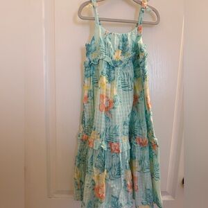 Janie and Jack Floral Kids Dress in Blue and Orange